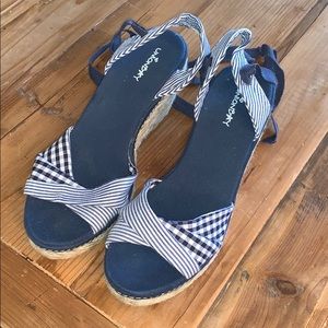 NEW Stripe espadrille wedge heels
